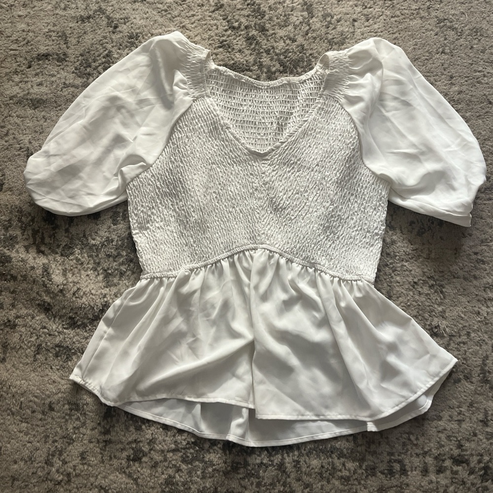 White Belle Sleeve Blouse